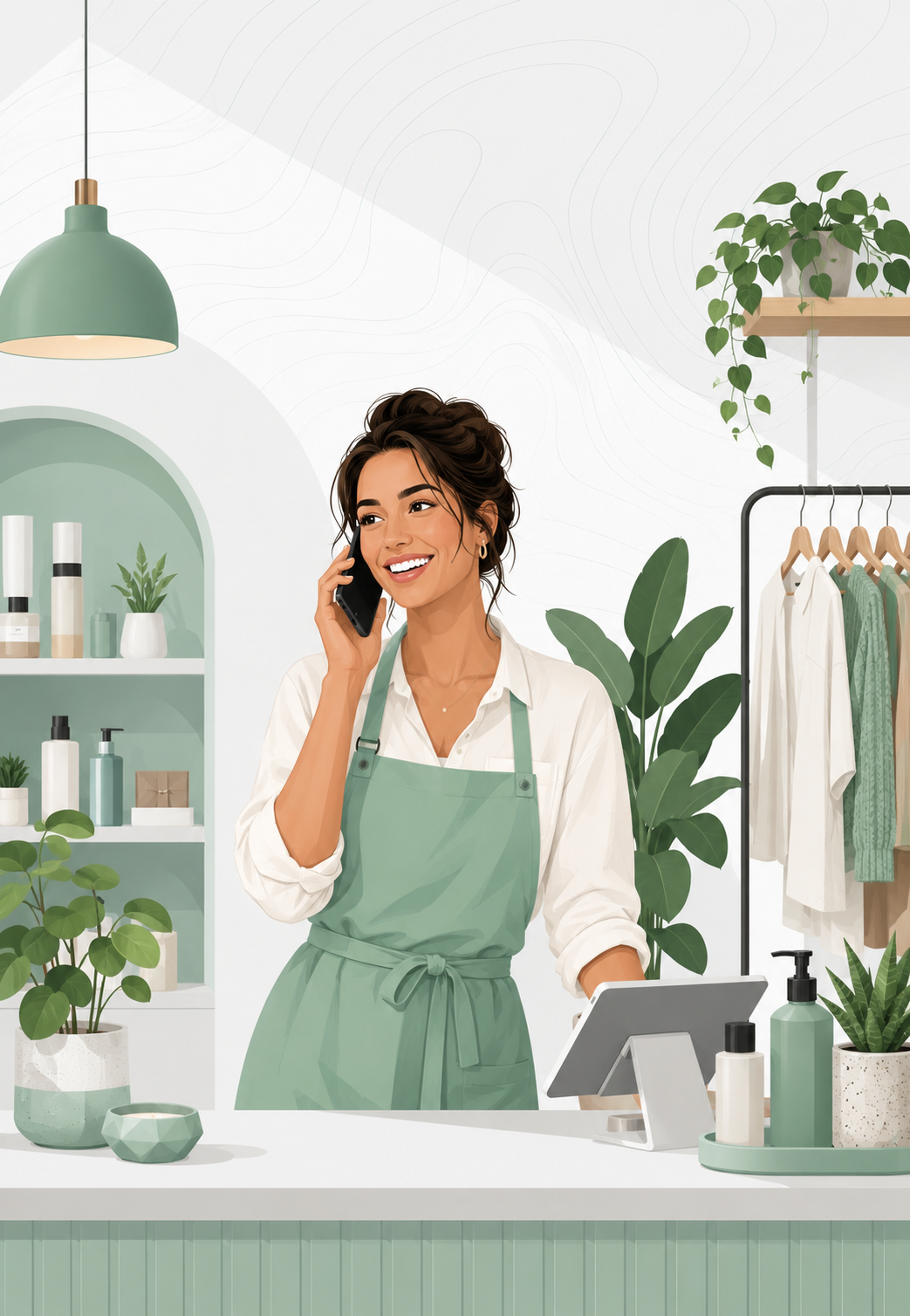 Small business owner on a phone call