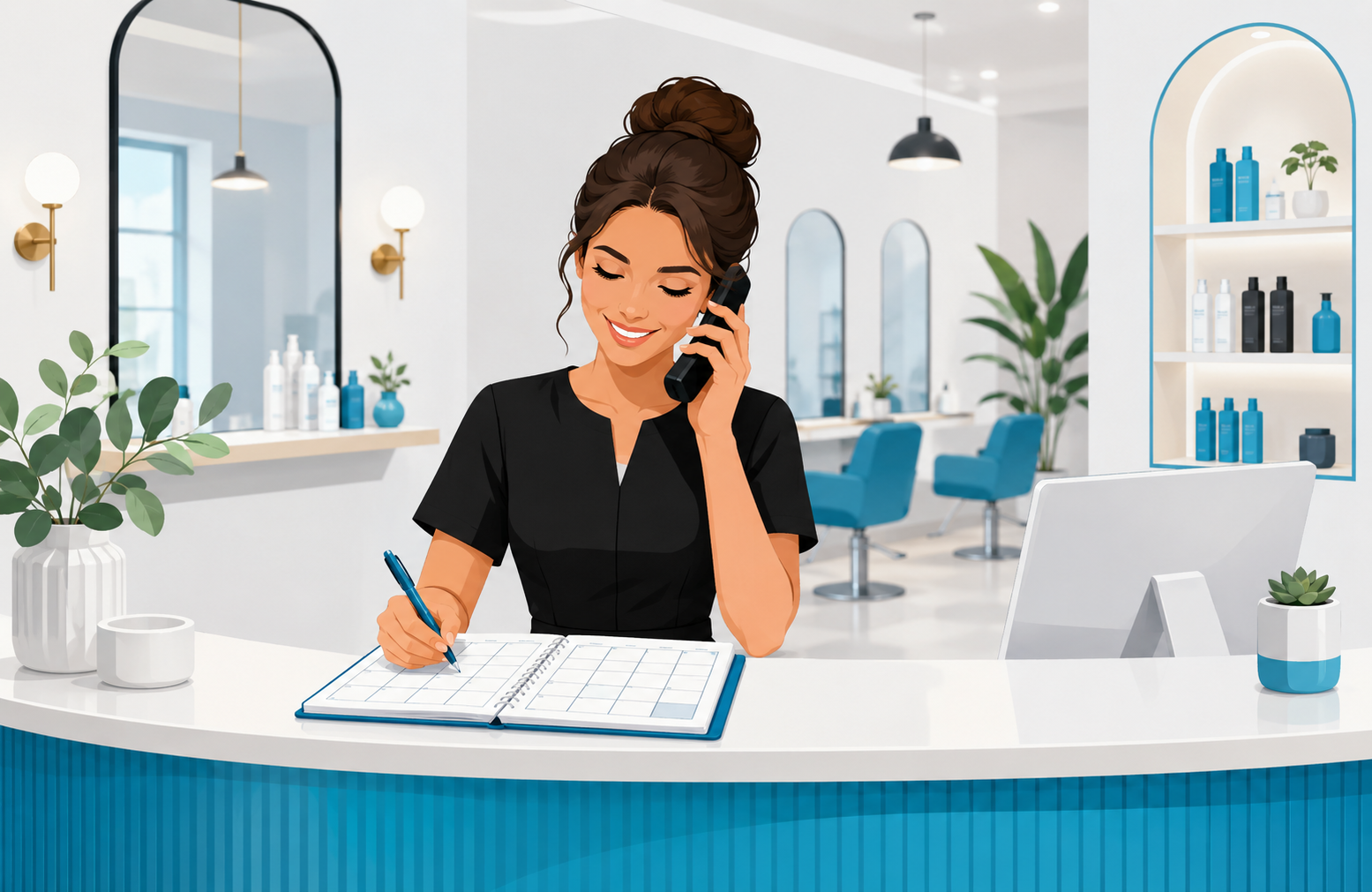 Receptionist booking an appointment